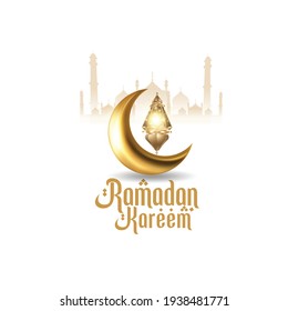 Ramadan Kareem Hintergrund mit Mond, Lampenislam, Masjid