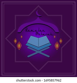 Ramadan Kareem background with moon, lantern, mosque.Ramadan mubarak Greeting card, invitation and background for muslim community.