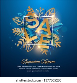 Ramadan Kareem background with moon and stars. Ramadan mubarak Greeting card, invitation muslim holiday