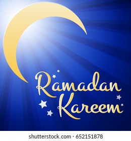 Ramadan Kareem background with moon and stars. Vector illustration
