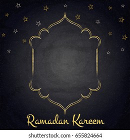 Ramadan Kareem background with moon and stars on blackboard. Vector illustration