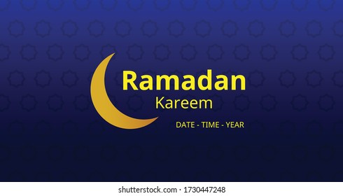ramadan Kareem Hintergrund mit Mond und Zeit.
