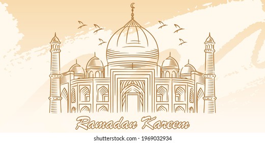 Ramadan kareem background with mosque