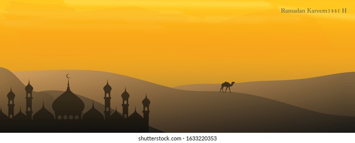 ramadan kareem, background ramadan, mosque, camel, desert