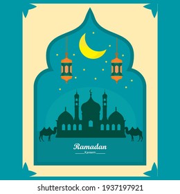 ramadan kareem background mosque illustration