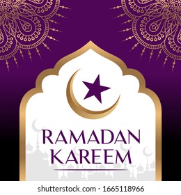 Ramadan Kareem background with mosque luxury gold
