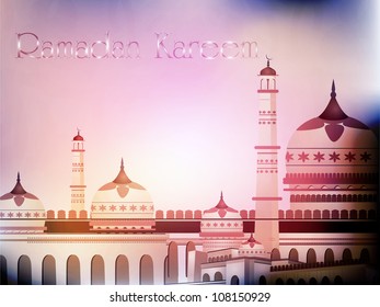 Ramadan Kareem background with Mosque or Masjid. EPS 10.