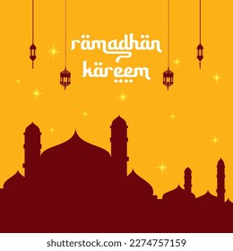 ramadan kareem background with mosque silhouette. for greeting cards, banners, posters, etc. vector illustration.