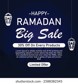 Ramadan Kareem background with mosque silhouettes on pastel background