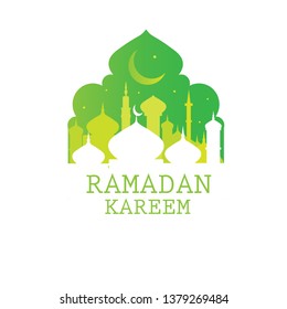 Ramadan kareem background with mosque. Vector illustration of Islamic holiday symbols. Ramadan Kareem greeting card. Vector Illustration for greeting card, poster and banner. Eps 10