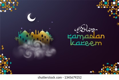 Ramadan Kareem background. Ramadan mubarak Greeting card, invitation muslim holiday. Translation, Main: Ramadan Kareem