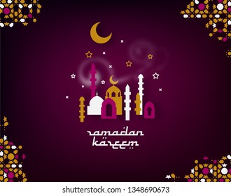 Ramadan Kareem background. Ramadan mubarak Greeting card, invitation muslim holiday. Translation, Main: Ramadan Kareem