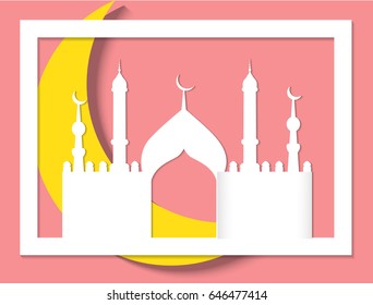Ramadan kareem background. Paper cut vector illustration