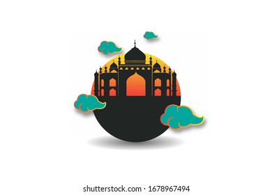 Ramadan Kareem background with paper cutting art