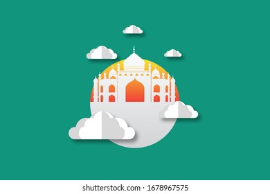 Ramadan Kareem background with paper cutting art