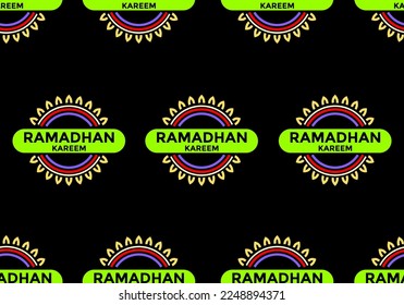 ramadan kareem background pattern, art line vector illustration, isolated on black background.