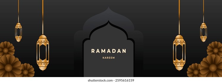 Ramadan Kareem background pattern. Luxury premium ornament gold and black design 
