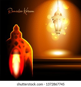 Ramadan Kareem Background with Shining Lantern on the dark. Realistic Ramadan Kareem Background describe Lailatul Al Qadr it is mean A holy night on Ramadan Month