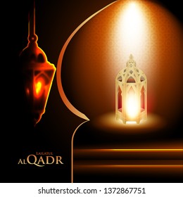 Ramadan Kareem Background with Shining Lantern on the dark. Realistic Ramadan Kareem Background describe Lailatul Al Qadr it is mean A holy night on Ramadan Month