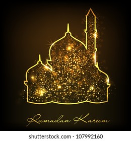 Ramadan Kareem background with Shiny mosque or Masjid. EPS 10.