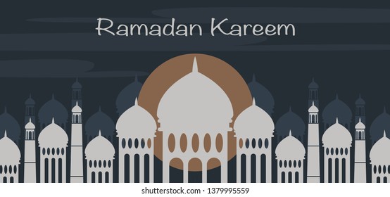 Ramadan kareem background  Silhouette vector illustration for Ramadan & Eid Greeting,Islamic Celebration,Islamic new year poster, card design template
