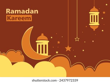 Fondo de Kareem de Ramadán con simples lámparas árabes para la celebración del festival de la comunidad musulmana.
