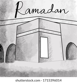 ramadan kareem background sketch art. vector illustration hand drawing