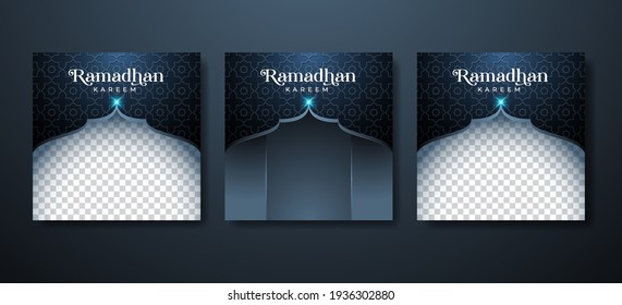 Ramadan Kareem background for social media post template with exclusive luxury arabesque design. Editable copy space photo or image for discount tag or content promo product.