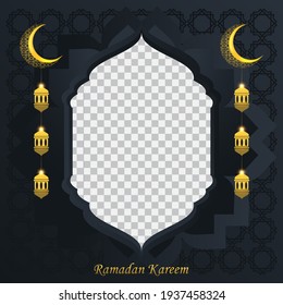 Ramadan kareem background for social media post design template. crescent moon and lantern element. Islamic backgrounds for posters, banners, greeting cards and social media post template.