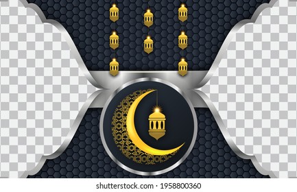 Ramadan kareem background for social media post design template. crescent moon and lantern element. Islamic backgrounds for posters, banners, greeting cards and social media post template.