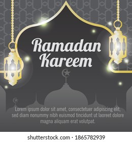Ramadan Kareem Hintergrund mit hellem Licht und Moschee-Vektorvorlage