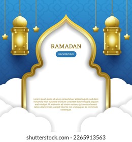 Ramadan Kareem Background Square. Social Media Post, Template Banner, Greeting Card, Online Advertising