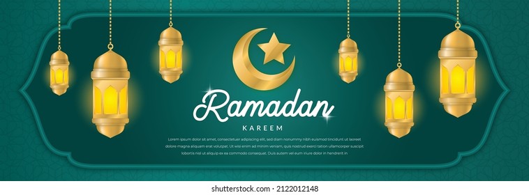 ramadan kareem background template with arabian pattern and islamic mosque frame use for iftar party celebration and social media banner