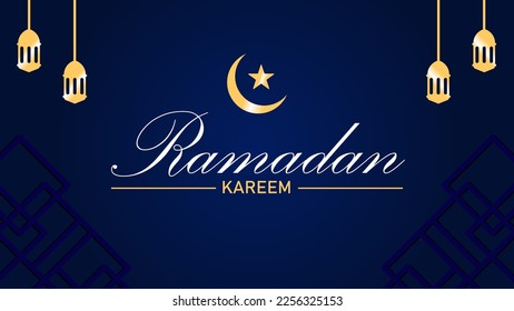 Ramadan Kareem Background Template With Arabic Lantern Ornament. Suitable for your Design, Invitation, Poster, Banner, Wallpaper, Postcard, Brochure, Social Media Template. Vector Illustration