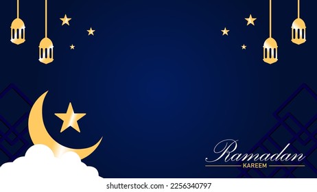 Ramadan Kareem Background Template With Arabic Lantern Ornament. Suitable for your Design, Invitation, Poster, Banner, Wallpaper, Postcard, Brochure, Social Media Template. Vector Illustration