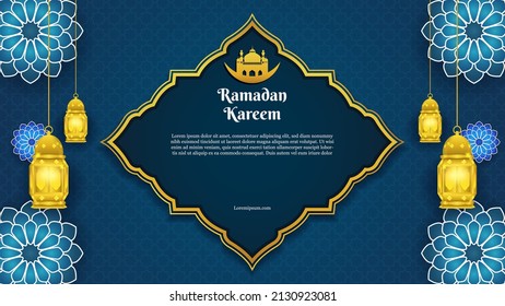 ramadan kareem background template with golden lantern