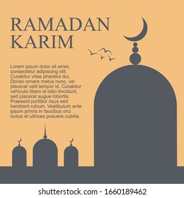 Ramadan kareem background or template with mosque. Vector