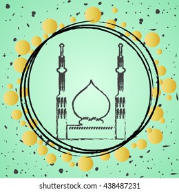 Ramadan kareem background. traditional Muslim greeting. doodle greeting card with mosque for muslim festive.Greeting card or invitation for Muslim Community events.Vector illustration.hand drawn style