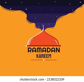Ramadan kareem background vector with the concept of the mosque dome and the night sky. vector illustration. Ramadan. Holy month. can be used for background, banner, or wallpaper.