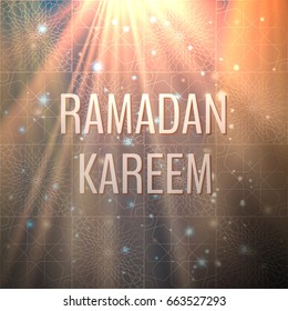 Ramadan Kareem background. Vector ethnic Ramadan card with traditional oriental patterns. 
