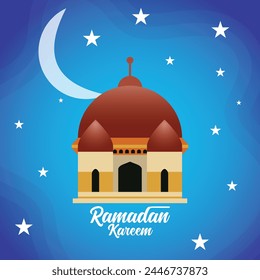 Ramadan Kareem Hintergrund Vektorillustration, Islamische Moschee mit Mond