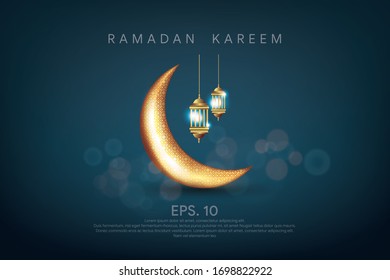 Ramadan kareem background, wallpaper illustration with arabic lanterns. EPS 10