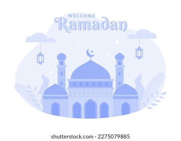 Ramadan kareem background, welcome ramadan. Modern vector flat illustration
