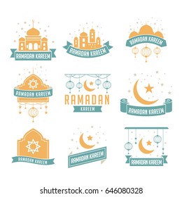 Ramadan Kareem Badge Collection. Ramadan kareem means Ramadan the Generous Month.