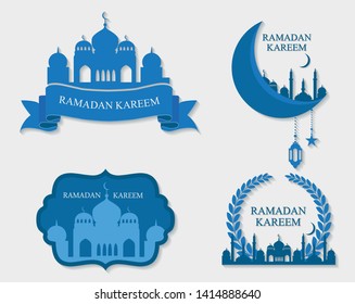 Ramadan kareem badges set. Arabic holiday icons.