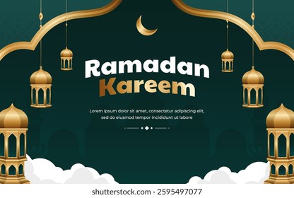 Ramadan kareem banner background with decorative islamic ornaments