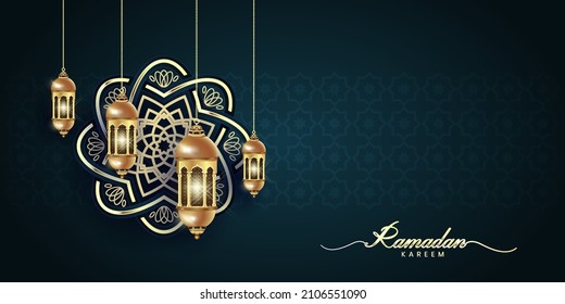 ramadan kareem banner background design illustration, vector art and illustration. can use for, landing page, template, ui, web, mobile app, poster, banner, flyer, background