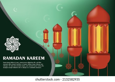 Ramadan kareem banner background design Vector. Banner, poster, flyer design for Ramadan greetings. Ramadan greeting banner.