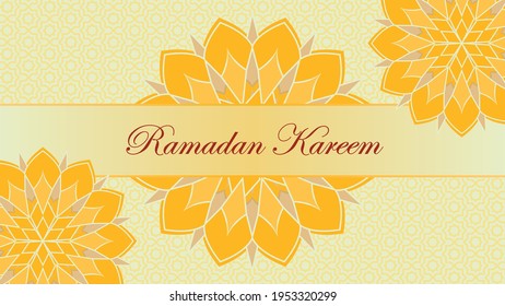Diseño de la plantilla de fondo de banner de Ramadan kareem con fondo de fondo de pantalla amarilla de patrón islámico