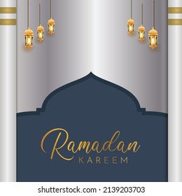 Ramadan Kareem banner decorated with mosque.